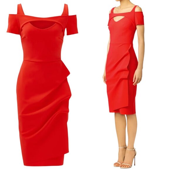 Chiara Boni La Petite Robe Jodilin Red Stretch Jersey Dress 2 Cocktail Evening - Picture 1 of 16